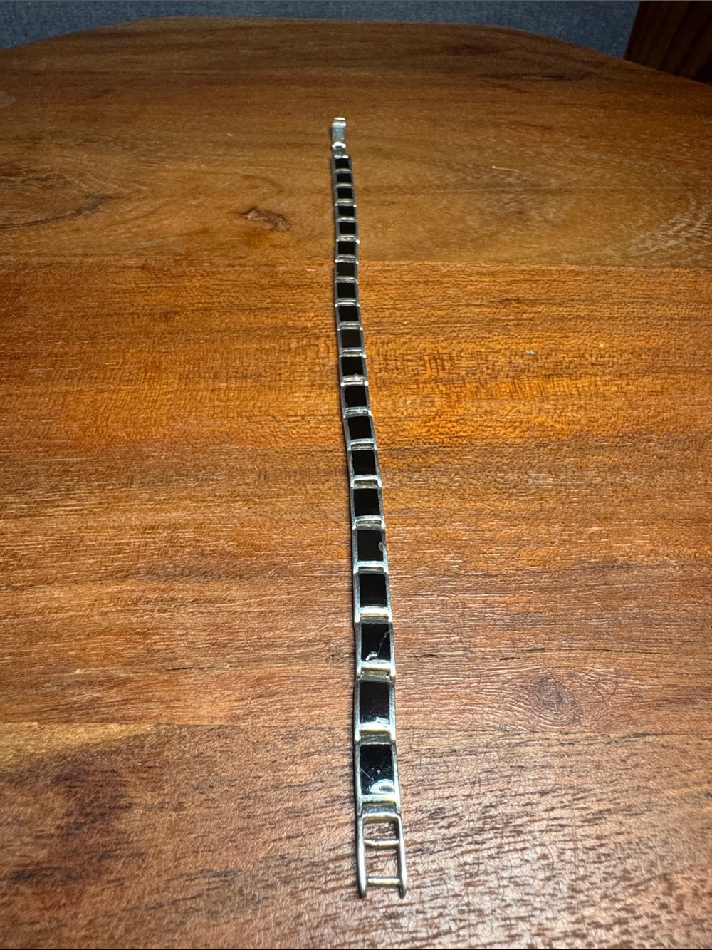 925 sterling Silver and Black Square Link Tennis Bracelet